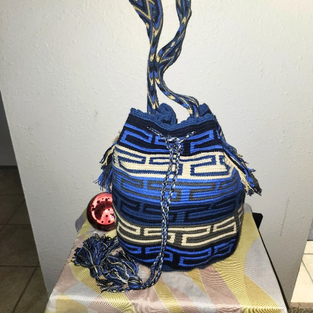 Blue Wayuu Columbian Backpack - Picture 1 of 6